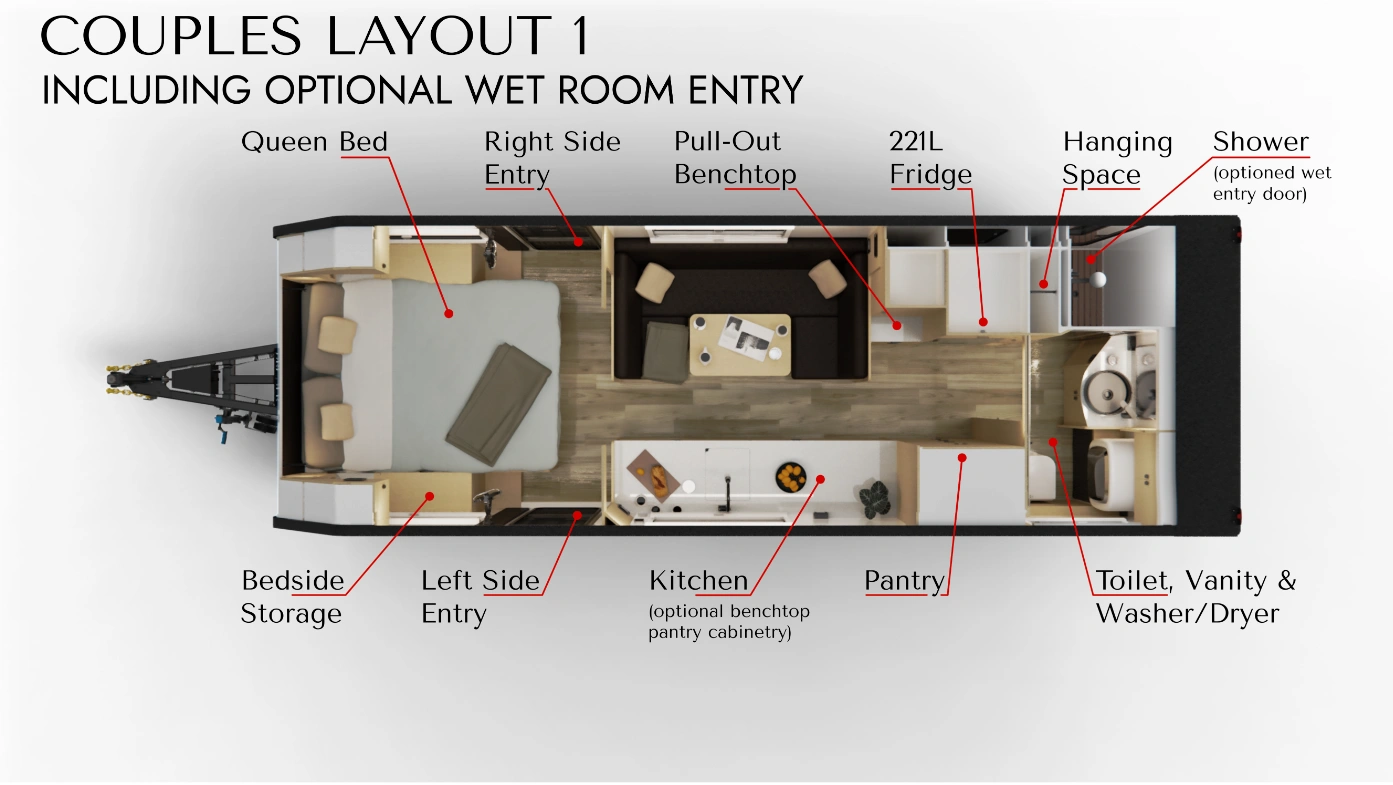 Bruder ADX-21 Couple Layout - 1 with Wet Room